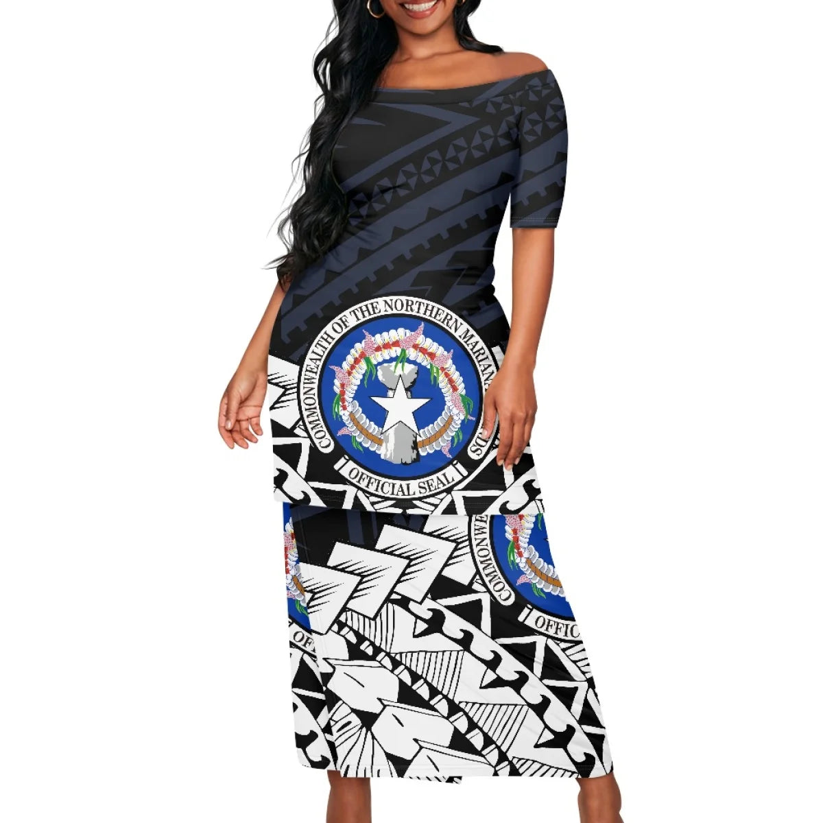 2025 hot selling style Hawaii new Tropical Polynesian Plumeria Wrap Dress fashion printing on demand ladies island two piece set