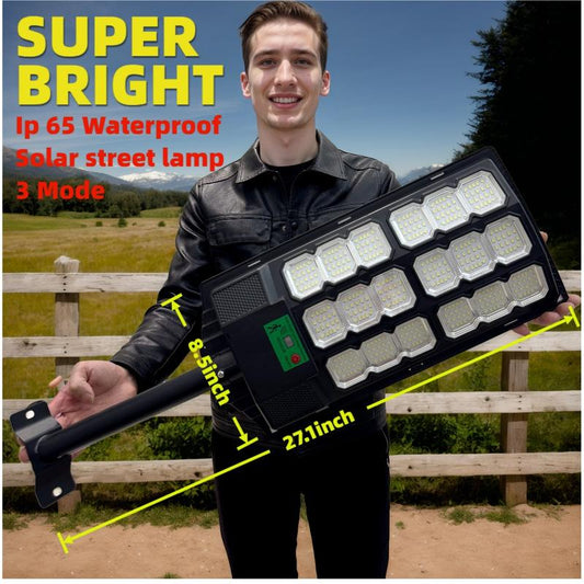 CVCPBU Solar Street Light IP65 Waterproof 10000K Large LED Beads Dusk to Dawn with Remote Control, Outdoor Lighting for Commercial Areas and Parking Lots