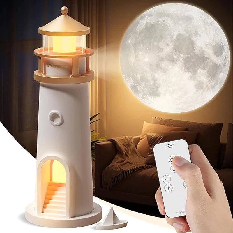 Floating Moon Lamp Projection Lighthouse Lamps Night Light Remote Control Bluetooth Speakers Motion Sensor Light Room Decor Gift