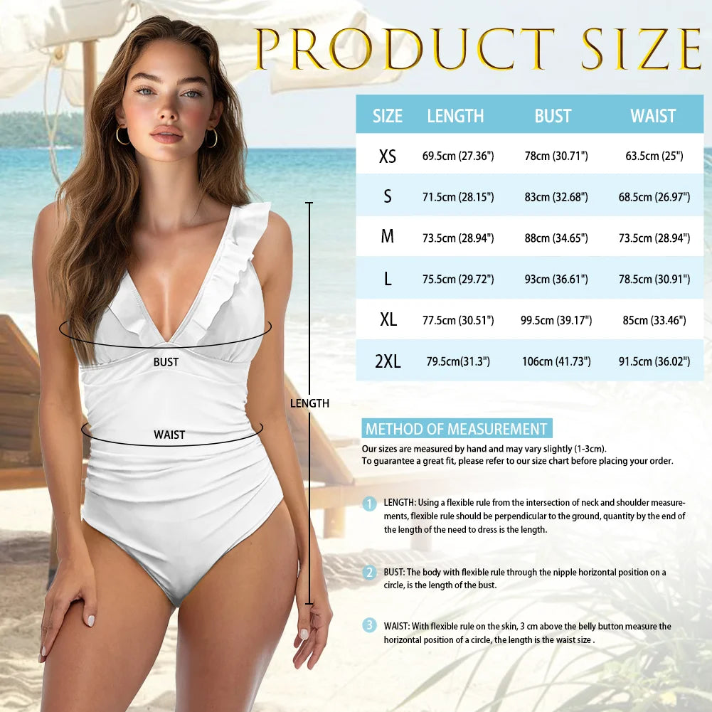2025 Summer Women Sexy Swimwear Custom Polynesian Tribal Samoan Hibiscus Flower Print Double Ruffles Ladies One-Piece Swimsuit