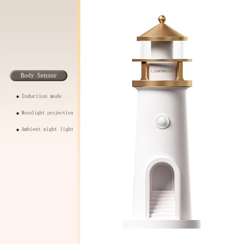 Floating Moon Lamp Projection Lighthouse Lamps Night Light Remote Control Bluetooth Speakers Motion Sensor Light Room Decor Gift