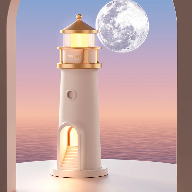 Floating Moon Lamp Projection Lighthouse Lamps Night Light Remote Control Bluetooth Speakers Motion Sensor Light Room Decor Gift